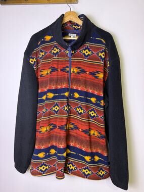 Vintage Angderson Southwestern Aztec Fleece Jacket 3XL Zip Up Western Tribal